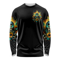 Sunflower Skull Long Sleeve Shirt I'm Blunt Because God Rolled Me That Way - Wonder Print Shop