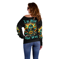 Sunflower Skull Off Shoulder Sweater I'm Blunt Because God Rolled Me That Way - Wonder Print Shop