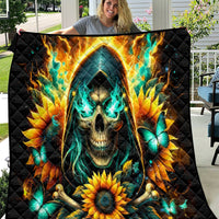 Sunflower Skull Quilt I'm Blunt Because God Rolled Me That Way - Wonder Print Shop