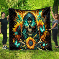 Sunflower Skull Quilt I'm Blunt Because God Rolled Me That Way - Wonder Print Shop