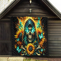 Sunflower Skull Quilt I'm Blunt Because God Rolled Me That Way - Wonder Print Shop