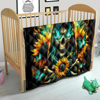 Sunflower Skull Quilt I'm Blunt Because God Rolled Me That Way - Wonder Print Shop
