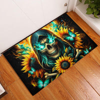 Sunflower Skull Rubber Doormat I'm Blunt Because God Rolled Me That Way - Wonder Print Shop