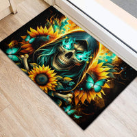 Sunflower Skull Rubber Doormat I'm Blunt Because God Rolled Me That Way - Wonder Print Shop