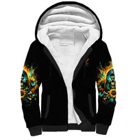 Sunflower Skull Sherpa Hoodie I'm Blunt Because God Rolled Me That Way - Wonder Print Shop