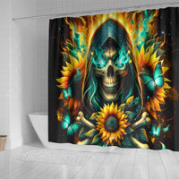 Sunflower Skull Shower Curtain I'm Blunt Because God Rolled Me That Way