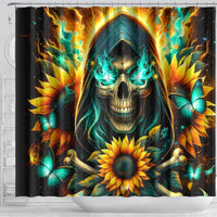 Sunflower Skull Shower Curtain I'm Blunt Because God Rolled Me That Way