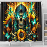 Sunflower Skull Shower Curtain I'm Blunt Because God Rolled Me That Way