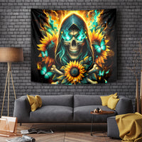 Sunflower Skull Tapestry I'm Blunt Because God Rolled Me That Way - Wonder Print Shop