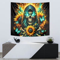 Sunflower Skull Tapestry I'm Blunt Because God Rolled Me That Way - Wonder Print Shop