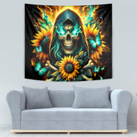Sunflower Skull Tapestry I'm Blunt Because God Rolled Me That Way - Wonder Print Shop