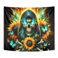 Sunflower Skull Tapestry I'm Blunt Because God Rolled Me That Way - Wonder Print Shop