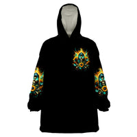 Sunflower Skull Wearable Blanket Hoodie I'm Blunt Because God Rolled Me That Way - Wonder Print Shop