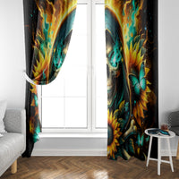 Sunflower Skull Window Curtain I'm Blunt Because God Rolled Me That Way - Wonder Print Shop