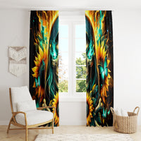 Sunflower Skull Window Curtain I'm Blunt Because God Rolled Me That Way - Wonder Print Shop