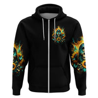 Sunflower Skull Zip Hoodie I'm Blunt Because God Rolled Me That Way - Wonder Print Shop