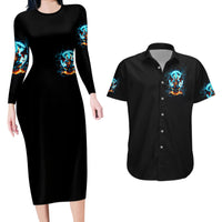 Devil Skull Couples Matching Long Sleeve Bodycon Dress and Hawaiian Shirt One Day I'm Gonna Just Say And Let My Demons Out Play - Wonder Print Shop