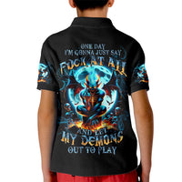 Devil Skull Kid Polo Shirt One Day I'm Gonna Just Say And Let My Demons Out Play - Wonder Print Shop