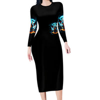 Devil Skull Long Sleeve Bodycon Dress One Day I'm Gonna Just Say And Let My Demons Out Play - Wonder Print Shop