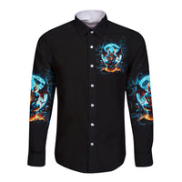 Devil Skull Long Sleeve Button Shirt One Day I'm Gonna Just Say And Let My Demons Out Play - Wonder Print Shop