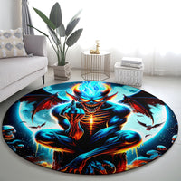 Devil Skull Round Carpet One Day I'm Gonna Just Say And Let My Demons Out Play