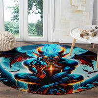 Devil Skull Round Carpet One Day I'm Gonna Just Say And Let My Demons Out Play