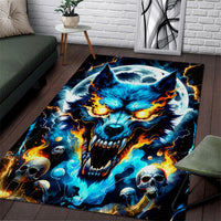 Wolf Skull Area Rug Born As Human But Wolft At Heart - Wonder Print Shop
