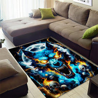 Wolf Skull Area Rug Born As Human But Wolft At Heart - Wonder Print Shop