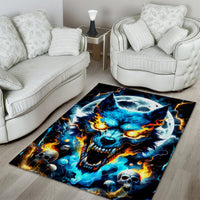 Wolf Skull Area Rug Born As Human But Wolft At Heart - Wonder Print Shop