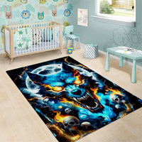 Wolf Skull Area Rug Born As Human But Wolft At Heart - Wonder Print Shop