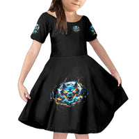 Wolf Skull Kid Short Sleeve Dress Born As Human But Wolft At Heart - Wonder Print Shop