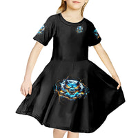 Wolf Skull Kid Short Sleeve Dress Born As Human But Wolft At Heart - Wonder Print Shop