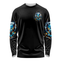 Wolf Skull Long Sleeve Shirt Born As Human But Wolft At Heart - Wonder Print Shop