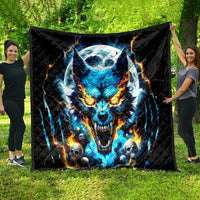 Wolf Skull Quilt Born As Human But Wolft At Heart - Wonder Print Shop