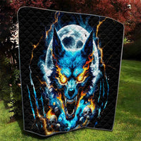 Wolf Skull Quilt Born As Human But Wolft At Heart - Wonder Print Shop