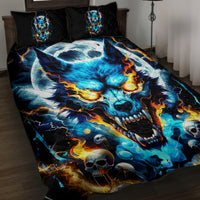 Wolf Skull Quilt Bed Set Born As Human But Wolft At Heart - Wonder Print Shop