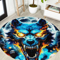 Wolf Skull Round Carpet Born As Human But Wolft At Heart