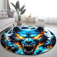 Wolf Skull Round Carpet Born As Human But Wolft At Heart