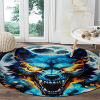 Wolf Skull Round Carpet Born As Human But Wolft At Heart