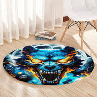 Wolf Skull Round Carpet Born As Human But Wolft At Heart