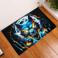 Wolf Skull Rubber Doormat Born As Human But Wolft At Heart - Wonder Print Shop
