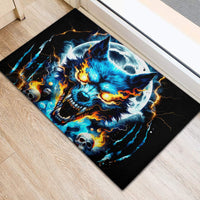 Wolf Skull Rubber Doormat Born As Human But Wolft At Heart - Wonder Print Shop