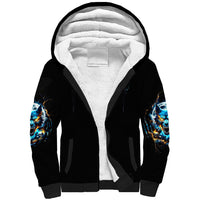 Wolf Skull Sherpa Hoodie Born As Human But Wolft At Heart - Wonder Print Shop