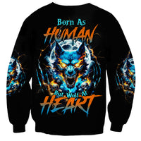 Wolf Skull Sweatshirt Born As Human But Wolft At Heart - Wonder Print Shop