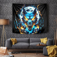 Wolf Skull Tapestry Born As Human But Wolft At Heart - Wonder Print Shop