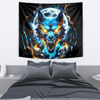 Wolf Skull Tapestry Born As Human But Wolft At Heart - Wonder Print Shop