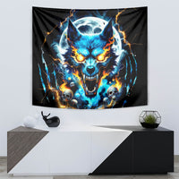 Wolf Skull Tapestry Born As Human But Wolft At Heart - Wonder Print Shop