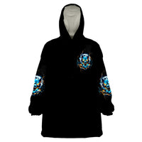 Wolf Skull Wearable Blanket Hoodie Born As Human But Wolft At Heart - Wonder Print Shop