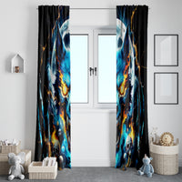 Wolf Skull Window Curtain Born As Human But Wolft At Heart - Wonder Print Shop