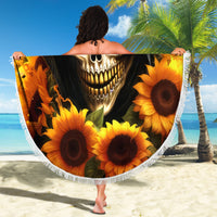 Sunflower Skull Beach Blanket Assuming I Was Like Most Girls Was Your First Mistake - Wonder Print Shop